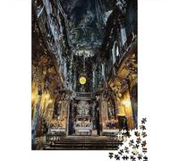Interno chiesa barocca Puzzle 1000 Pezzi Gioco di Puzzle 1000 Pezzi Carta per Adulti Architettura religiosa notturna Decorazione artistica Relax Famiglia Regalo 52x38cm/1000pcs