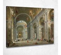 Interno della Cattedrale di San Pietro in Roma Vecchio Pannini Quadro GPP19, 50x40 cm
