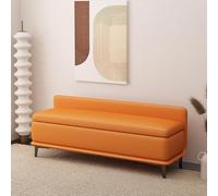 Interno imbottito con schienale, divano portaoggetti sgabello per soggiorno, camera da letto in pelle, telaio INT, arancione, 60 x 40 x 42 cm, mobili eleganti e funzionali