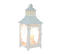 Interno Portacandele in metallo vintage Lanterne a sospensione Candeliere Lampada in vetro Illuminazione for esterni Lampade a sospensione da giardino Luci di Halloween per Mantello(Bianco)