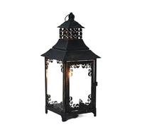 Interno Portacandele in metallo vintage Lanterne a sospensione Candeliere Lampada in vetro Illuminazione for esterni Lampade a sospensione da giardino Luci di Halloween per Mantello(Nero)