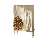 interoknack Armadietto artistico di design con pannelli in rilievo testurizzati e dettagli in foglia d'oro, credenza di lusso con base scultorea