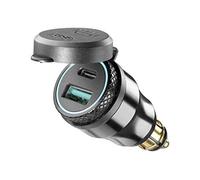 INTERPHONE ACCDIN2USBTYPEC - Adattatore per Moto in Alluminio da DIN 12 V a USB e Type C