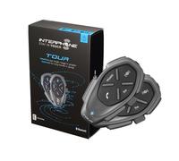 INTERPHONE TOUR - Doppio - Interfono Moto Bluetooth, Fino a 4 Motociclisti, Dist
