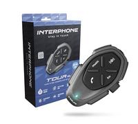 INTERPHONE TOUR HD Singolo, Interfono moto di gruppo per 4 motociclisti fino a 1.5km di distanza, Interfono casco con Bluetooth per GPS e chiamate, Autonomia 25h di lunga durata e impermeabile IP67