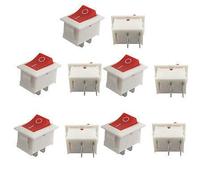 Interruttore 10 X AC 6A/250V 10A/125V 2P SPST Pulsante rosso O/F a bilico for barche Bianco