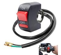Interruttore 12V Impermeabile Manubrio ON/OFF Due Fili per Moto Quad Scooter, Pulsante Rosso Interruzione Circuito e Illuminazione, Compatto 22mm