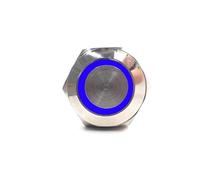 Interruttore 16mm Autobloccante a pulsante in metallo impermeabile LED Luce a scatto 3-6V 12-24V 110V 220V ROSSO Blu Verde Giallo Bianco(BLUE,110V)