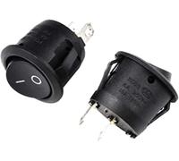 Interruttore 1pcs/5pcs/10pcs 2 a bilanciere di tipo rotondo da 0 mm SPST Spillo SU- Switch alimentazione del tabellone fuori demolito(Noir,10PCS)