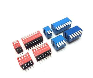 Interruttore 5PCS 2P 3P 4P 5P 6P 7P 8P 9P 10P 12P Bit 2.54mm DIP Switch/Interruttore digitale Rosso/Blu Angolo destro Posizione laterale a quadrante(9P,Blue)