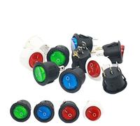 Interruttore a bilanciere 10PCS a rotondo ON/OFF LED illuminato Mini nero bianco rosso blu 10A 250V / 6A 125V circolare for barche a 3 pin 20MM(Green Switch)