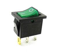 Interruttore a bilanciere 19 x 13 mm, 6 A, 250 V ~ 3 pin, verde a bilanciere illuminato, nero