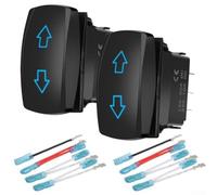 Interruttore a bilanciere a 7 poli DPDT corto circuito con illuminazione a LED blu, impermeabile IP67, per auto, camion, SUV, barca, per moto, 12 V, 20 A, nero (2 pezzi)