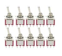 Interruttore a bilanciere con pulsante di blocco reset gratuito MTS-102, 3 pin, 2 file, rosso, 6 mm, 2 A 250 V, 5 A 120 V, ON-ON, 5/10 pezzi(5PCS,ON-OFF-ON)