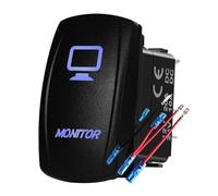 Interruttore a bilanciere con pulsante illuminato a luce blu da 12 V/24 V, luci spot Zombie alte e basse, adatte per auto, camion, camper, barche, marine(MONITOR)