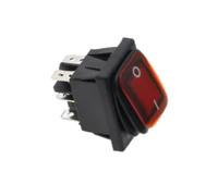 Interruttore a bilanciere da 10 pezzi, 30x22mm LED rosso impermeabile resistente 220V illuminato 16A 250VAC KCD4-201 6pin/61(2D6P-Green)