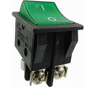 Interruttore a bilanciere da incasso con contatti a vite, interruttore dispositivo, 2 poli (4 pin) 16 A, 250 ~ interruttore nero illuminato verde (5)