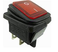 Interruttore a bilanciere impermeabile a 2 poli (4 pin) EIN-AUS 250 V 16 A, rosso illuminato (1)