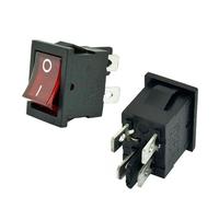 Interruttore a bilanciere KCD1-104 6A 250VAC 4 pin On Off DPST 12V 220V Lampada rossa Nero Latching 15x21 Interruttore a bilanciere 10 pezzi(Red Lamp,ON-OFF_12V)