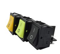 Interruttore a bilanciere KCD4-201 for impieghi gravosi senza luce 30A 250VAC ON Off DPDT bipolare a due vie verde giallo nero(Blue Actuator,30A 250VAC)