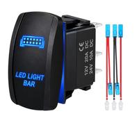 Interruttore a bilanciere LED da 20 Amp, 12 V/24 V, 5 pin, SPST on/off, con | Interruttore a bilanciere blu a LED inciso al laser, 20 Amp/12 V 10 Amp/24 V, con cavi jumper e schema per una facile
