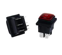 Interruttore a bilanciere momentaneo Interruttori di ripristino a 6 pin piatti, doppio lato ritorno a molla al centro dopo il rilascio Rosso chiaro 12-24 V 220 V(Fixed locking,220-250V)