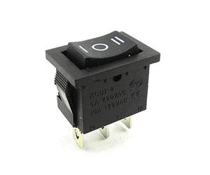Interruttore a bilanciere on/off, 3 pin, 6 A, 250 ~ apertura di montaggio ca. 19,5 x 12,5 mm, nero, Nero