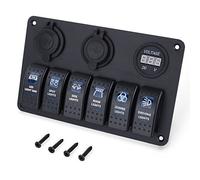 Interruttore a bilanciere pannello, 6 Gang DC 12 V/24 V circuito LED impermeabile per auto barca marina con 6 interruttore a bilanciere fusibile di sovraccarico con USB ricaricabile (6 interruttori)