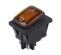 Interruttore a bilanciere rettangolare DPST 20A con pulsante illuminato, grado di impermeabilità IP67, per pannelli di controllo industriali, compatibile con standard di montaggio KCD2/KCD4 (giallo)