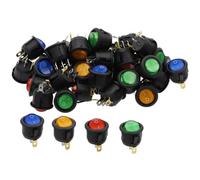 Interruttore a bilanciere rotondo for auto da 12 V, luce LED verde, interruttore a levetta SPST ON/OFF, comandi elettrici più venduti, cappuccio impermeabile(Red,10PCS_12V)