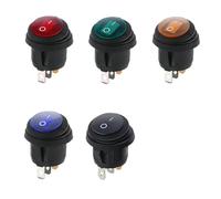 Interruttore a bilanciere rotondo KCD1 ON/OFF 3 pin 6 A 250 V CA/10 A 125 V CA con alimentazione di illuminazione.(Black without light,220V-250V_5 PCS)