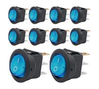 Interruttore a bilanciere rotondo rosso for barca KCD1, 8 pezzi, on/off, 3 pin, 2 posizioni, a scatto, 20 A, 12 V, for uso domestico, fai da te, ricambio(8pcs Blue)