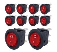 Interruttore a bilanciere rotondo rosso for barca KCD1, 8 pezzi, on/off, 3 pin, 2 posizioni, a scatto, 20 A, 12 V, for uso domestico, fai da te, ricambio(8pcs Red)