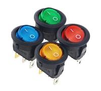 Interruttore a bilanciere rotondo rosso for barca KCD1, 8 pezzi, on/off, 3 pin, 2 posizioni, a scatto, 20 A, 12 V, con ricambio fai da te for uso domestico(8pcs mix color)
