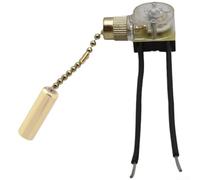 Interruttore a catena d'ottone dell'annata di tirata per il pendente | Robusta struttura in ferro, viti in rame precablate, oro cromato nero, 3,3 x 2,3 x 1,7 cm, singola