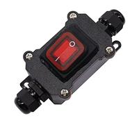Interruttore a cavo in linea DPST 220V IP68 impermeabile On-Off-On con pulsanti di luce rossa, linea di ingresso e uscita a due lati, interruttore elettrico all'aperto di arresto