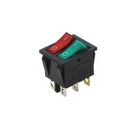 Interruttore a doppio bilanciere KCD8 da 1 pezzo Interruttore a 6 pin con luce LED verde e rossa 20A 125VAC(Red Green)