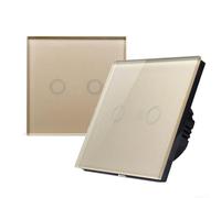 Interruttore a doppio tocco 2 gang 1 via per lampadine LED e a incandescenza con pannello in vetro temperato, indicatore LED e avviamento elettronico per un uso sicuro e affidabile (oro)