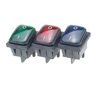 interruttore a forma di barca bloccato accensione 1 pz 27x22mm Interruttore a bilanciere ON-OFF 12V/220V 4Pin DPST IP67 Impermeabile KCD4-201-3 Multicolore(Green,12V)