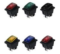 interruttore a forma di barca bloccato accensione Confezione da 2 KCD4 IP65 16A 6 pin ON OFF ON Interruttore a bilanciere con luce multicolore 12V/220V(Blue,2PCS-12V)