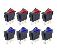 interruttore a forma di barca bloccato accensione KCD3 Microinterruttore a levetta 3P 2Pos ON-OFF con luce Confezione da 8 multicolore 15A/250V 20A/125V(8pcs blue red)