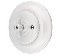 Interruttore a incasso in porcellana retrò, rotante, interruttore a commutazione, All-in-One, serie PR1, bianco