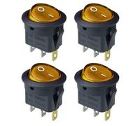 Interruttore a LED KCD1 da 4/8 pezzi, 16 A, 12 V/, 3 pin, ON/OFF, adatto per auto, pulsante rotondo, interruttore di alimentazione della luce.(Yellow)