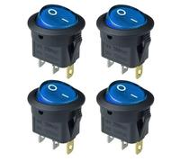 Interruttore a LED KCD1 da 4/8 pezzi, 16 A, 12 V/, 3 pin, ON/OFF, adatto per auto, pulsante rotondo, interruttore di alimentazione della luce.(Blue)