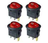 Interruttore a LED KCD1 da 4/8 pezzi, 16 A, 12 V/, 3 pin, ON/OFF, adatto per auto, pulsante rotondo, interruttore di alimentazione della luce.(Red)
