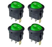 Interruttore a LED KCD1 da 4/8 pezzi, 16 A, 12 V/, 3 pin, ON/OFF, adatto per auto, pulsante rotondo, interruttore di alimentazione della luce.(Green)
