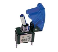 Interruttore a leva con sicura, in alluminio con spia a Led 12/24V Blu 20A