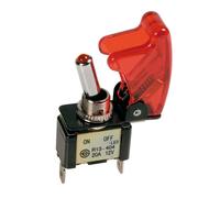 Interruttore a leva con sicura, in alluminio con spia a Led - 12/24V - Rosso...