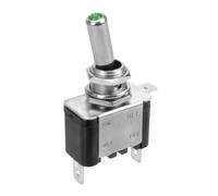 Interruttore a leva, in alluminio con spia a Led 12/24V Verde 20A max. Auto