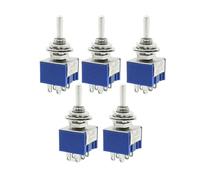 Interruttore a levetta bipolare a doppio comando, ON-OFF-ON a 6 terminali, 6 A, 125 V CA, 5 pezzi